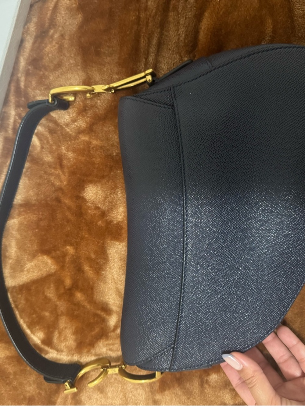 Dior Navy Saddle Shoulder Bag with Gold Hardware - Picture 5 of 6
